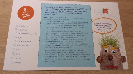 Surprise Ride Subscription Box Review + Coupon - April 2015 Plant Buddy Instructions