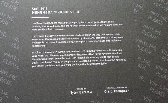 Vinyl Me, Please Subscription Box Review – April 2015 Poem