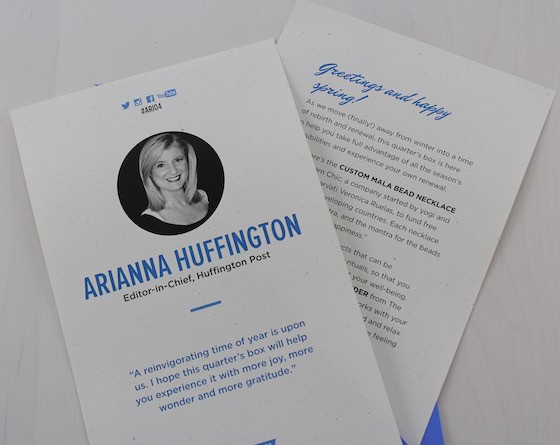 Arianna Huffington Quarterly Box Review – #ARI04 Letter