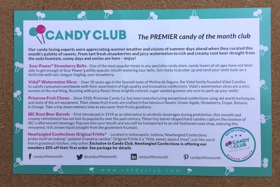 Candy Club Subscription Box Review + Coupon – May 2015 Card 1