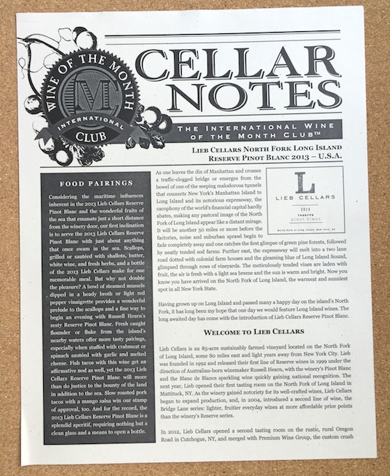International Wine of the Month Club Subscription Review Sheet 1