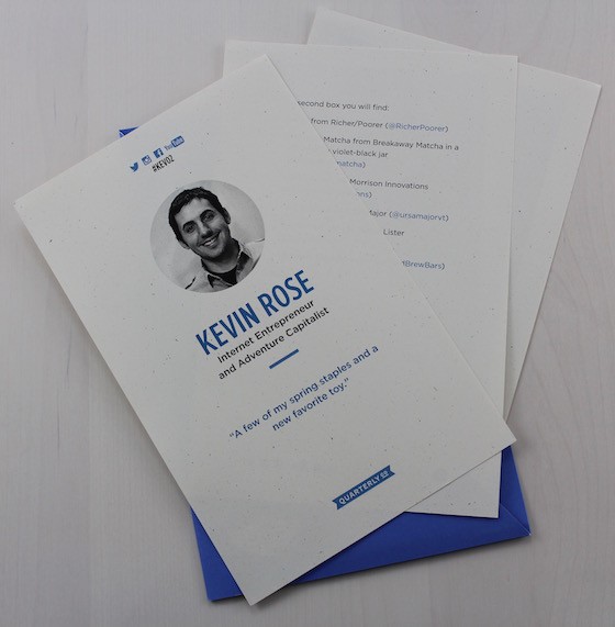 Kevin Rose Quarterly Subscription Box Review #KEV02 Letter