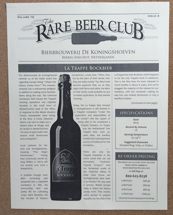 The Rare Beer Club Subscription Box Review - May 2015 - Sheet 1