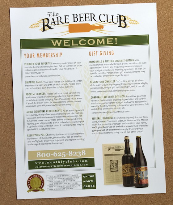 The Rare Beer Club Subscription Box Review - May 2015 - Welcome
