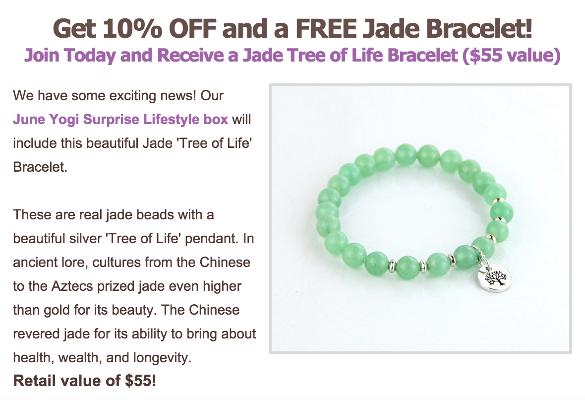 Free Bracelet and 10% off Yogi Surprise Subscription!