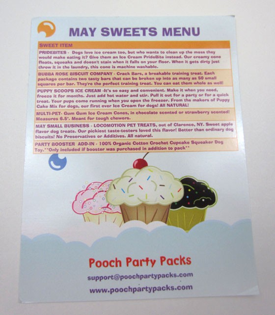 Pooch Party Packs Subscription Box Review – May 2015 Card