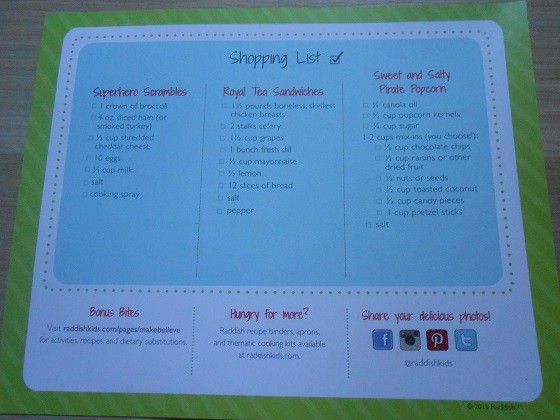 Raddish Kids Subscription Box Review – May 2015 - Shopping List