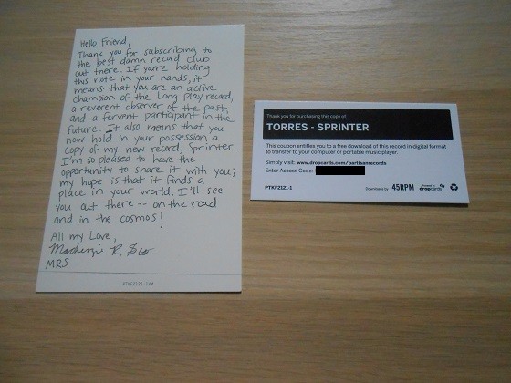 Vinyl Me, Please Subscription Box Review – May 2015 Note Card
