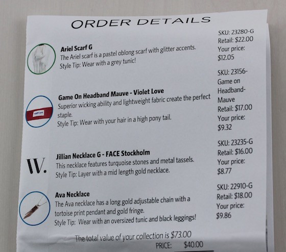 Wantable Accessories Subscription Box Review – April 2015 INvoice