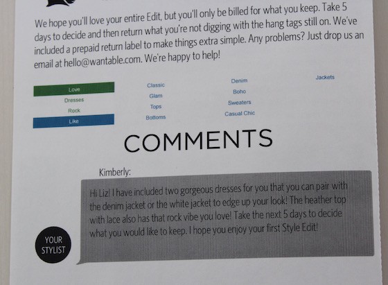 Wantable Style Edit Subscription Box Review - May 2015 Comments