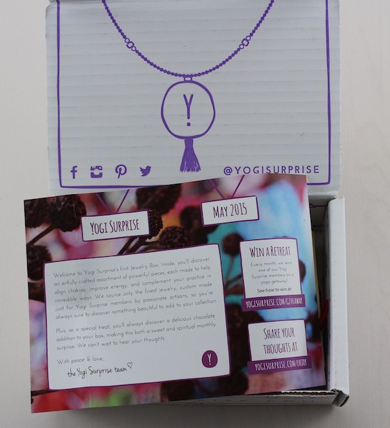 Yogi Surprise Jewelry Subscription Box Review - May 2015 First Look