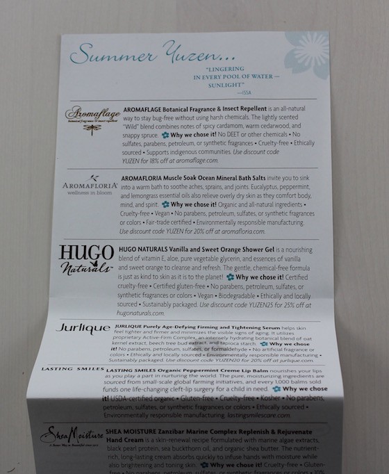 Yuzen Beauty Subscription Box Review – Summer 2015 Info