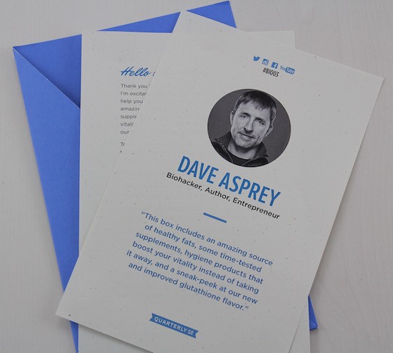 Dave Asprey Quarterly Subscription Box Review #BIO03 Letter