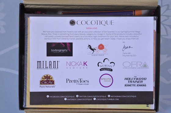 COCOTIQUE Limited Edition Mega Beauty Box Review - Spring 2015 - Card
