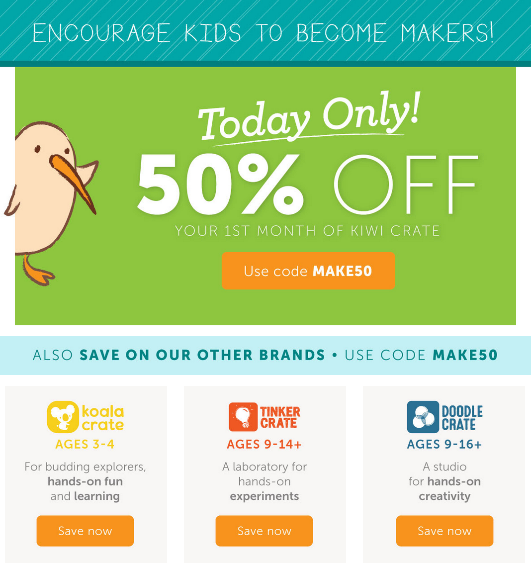 Kiwi Crate Sale – 50% Off Your First Box