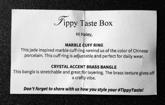 Tippy Taste Jewelry Subscription Box Review - June 2015 - info