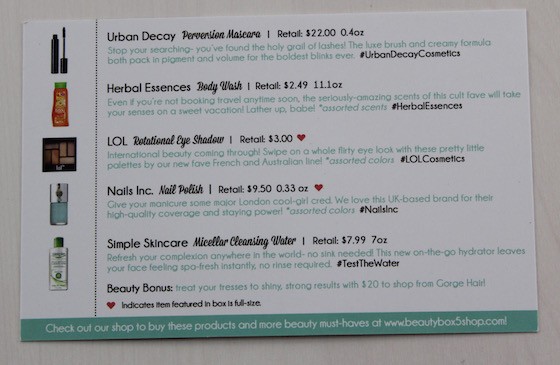 Beauty Box 5 Review – June 2015 Info
