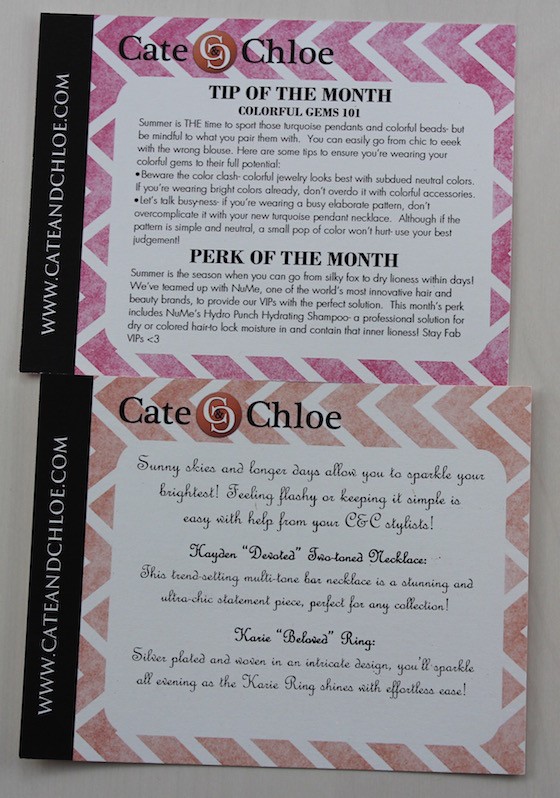 Cate & Chloe Subscription Box Review – June 2015 Info