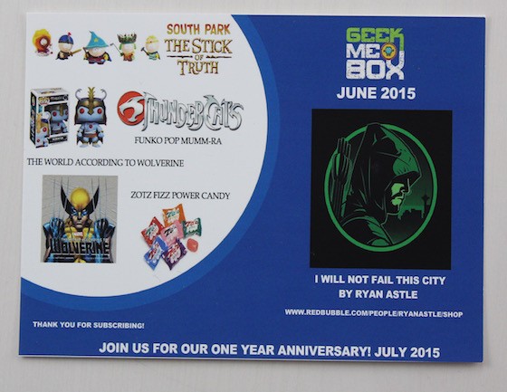 Geek Me Box Subscription Review – June 2015 - info