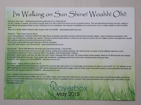 Kloverbox Subscription Box Review & Coupon – May 2015 Info