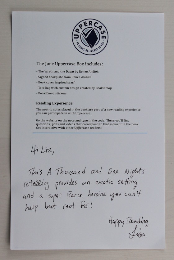 Uppercase YA Book Subscription Box Review – June 2015 Letter