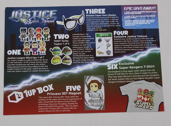 1UP Box Subscription Box Review – July 2015 - info