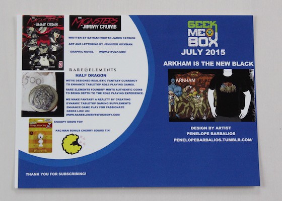 Geek Me Box Subscription Review – July 2015 - Info Card