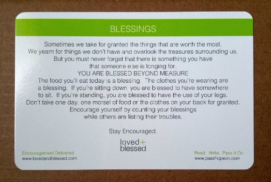 Loved + Blessed Subscription Box Review – July 2015 - info 1