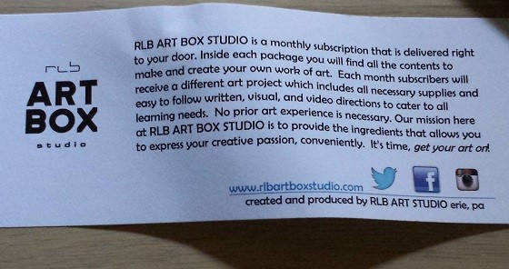 RLB Art Box Studio Subscription Box Review - July 2015 - intro