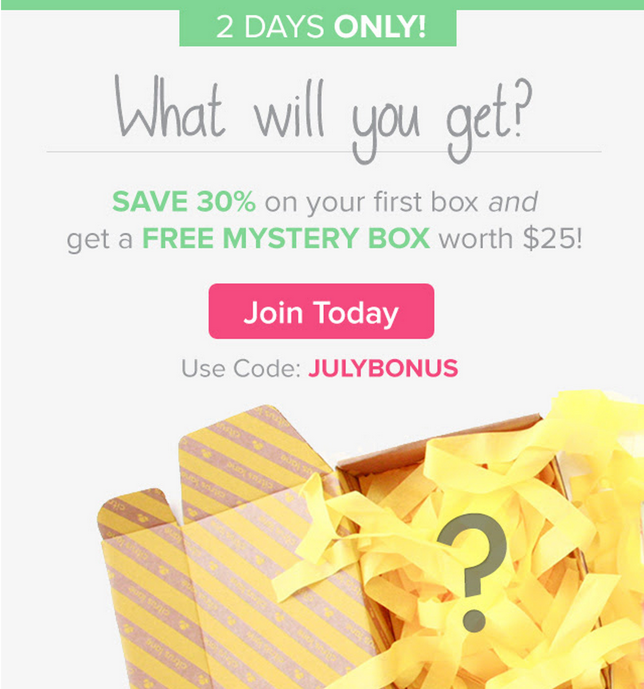 Two Days Only – Free Mystery Box + 30% Off Citrus Lane!