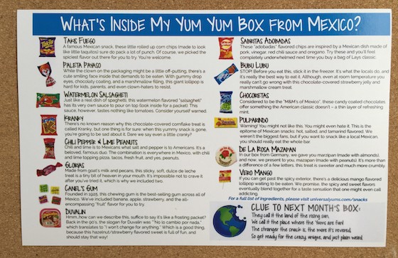 Universal Yums Subscription Box Review – June 2015 - Card