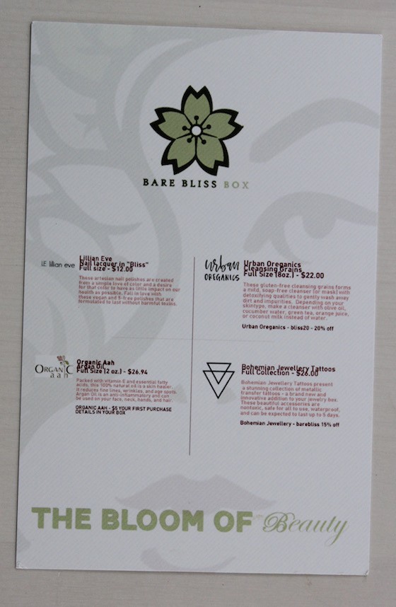 Bare Bliss Box Subscription Review – June 2015 Info