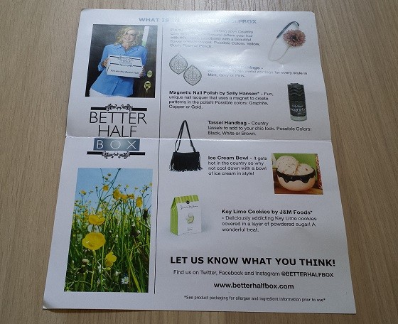 Better Half Box for Women Subscription Review - July 2015 - info