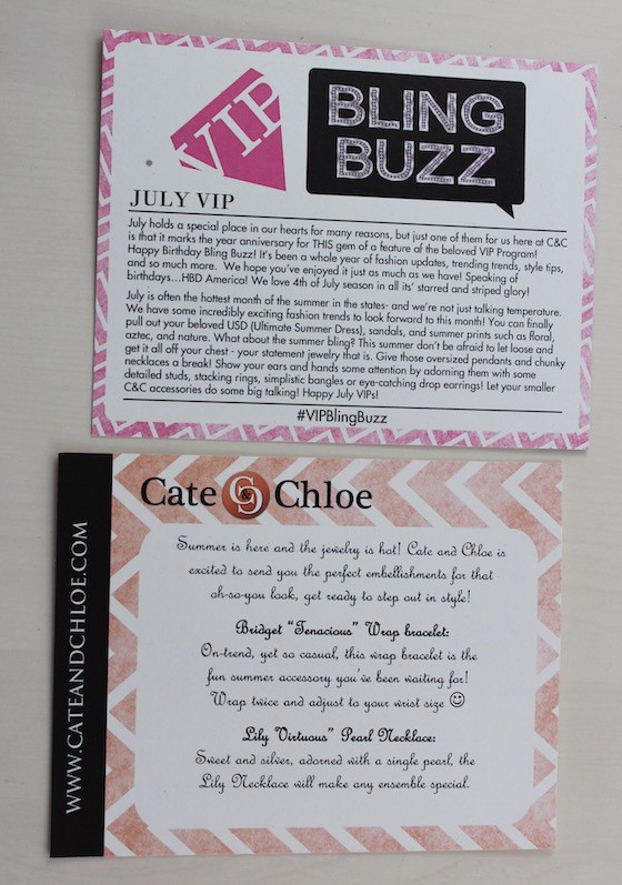 Cate & Chloe Subscription Box Review – July 2015 Info