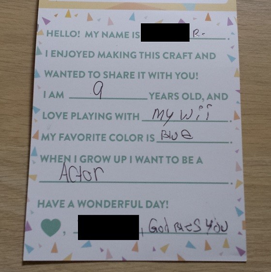 Crafting It Forward Subscription Box Review - July 2015 - note