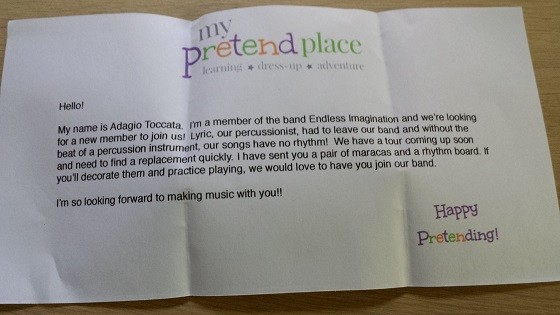 My Pretend Place Craft Subscription Box Review – June 2015 - letter