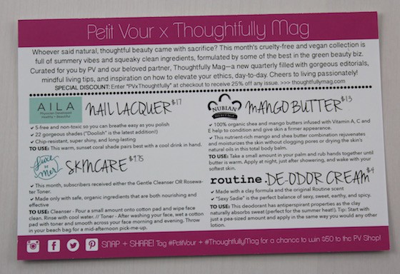 Petit Vour Vegan Beauty Subscription Box Review – July 2015 Info