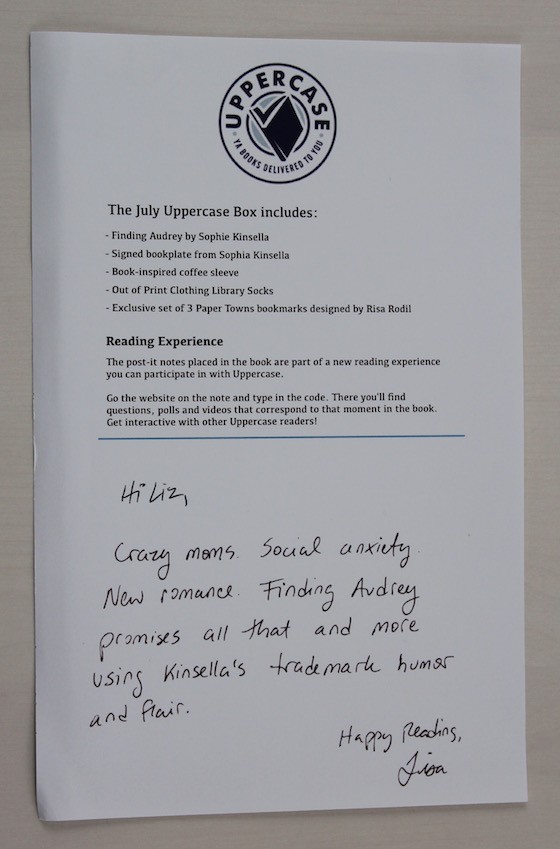 Uppercase YA Book Subscription Box Review – July 2015 Letter