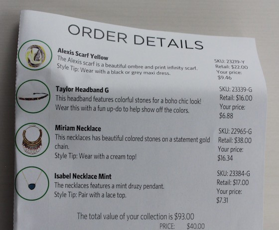 Wantable Accessories Subscription Box Review – June 2015 Invoice