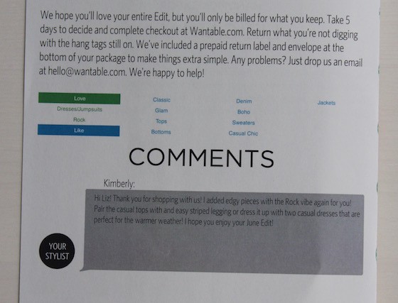 Wantable Style Edit Subscription Box Review – June 2015 Comments