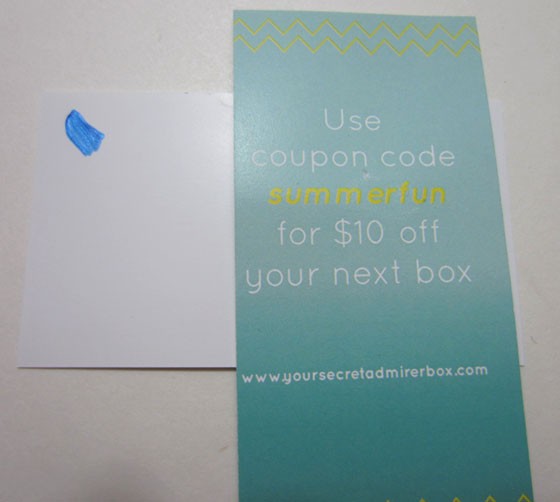 Your Secret Admirer Subscription Box Review - July 2015 - swatchcoupon