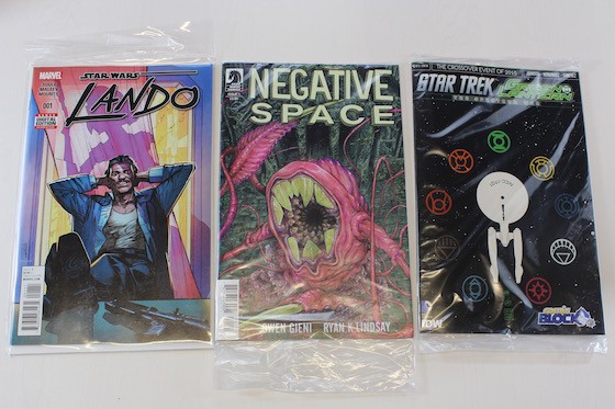 Comics included are Lando #1, Nagative Space #1, and Star Trek/Green Lantern  The Spectrum War #1