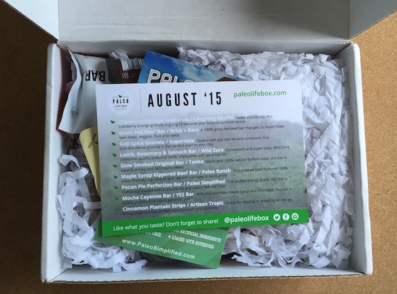 Paleo Life Box Subscription Box Review August 2015 - Inside