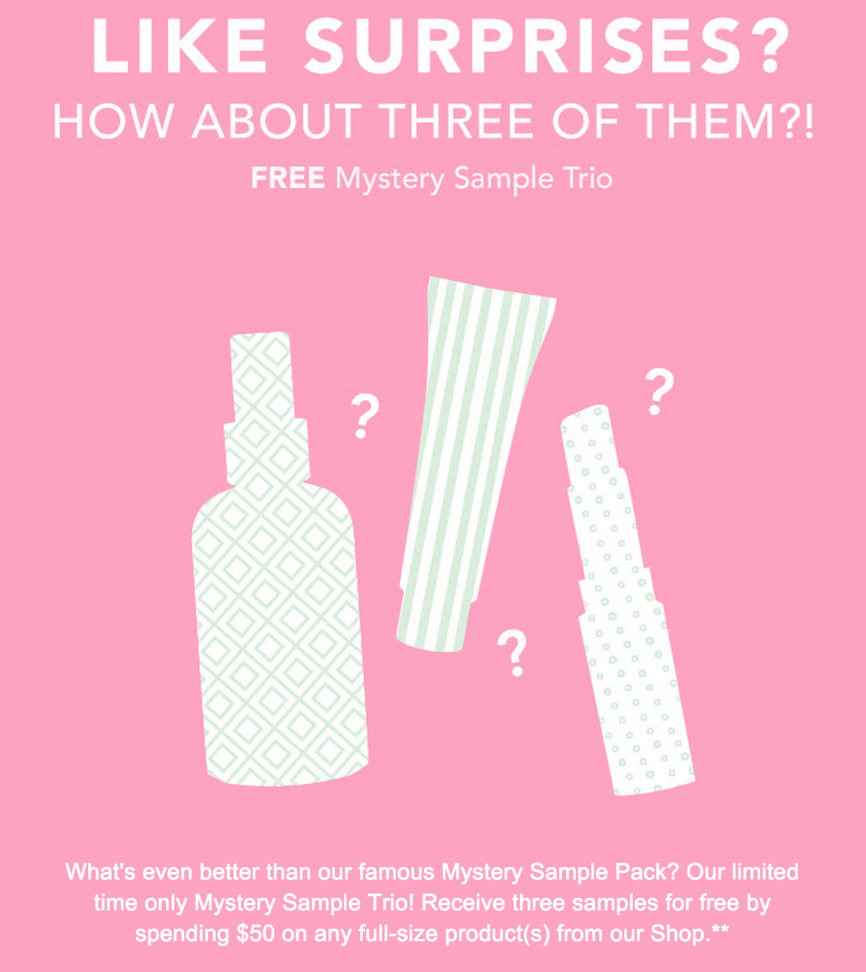 Bonus Mystery Sample Trio with $50+ Birchbox Shop Purchase!