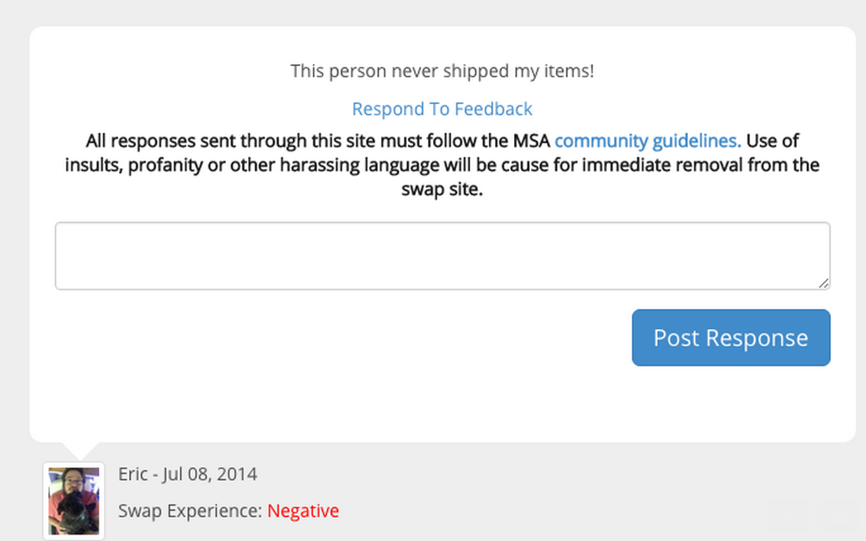 Swap Feedback Response
