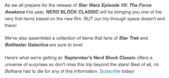 Nerd Block September 2015 item categories