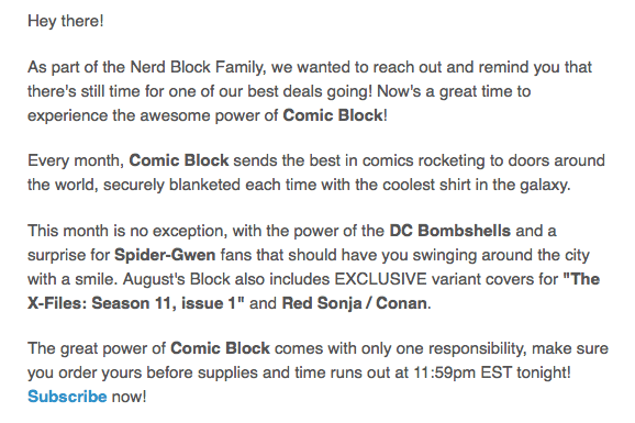 Comic Block August 2015 Spoilers + Coupon! - spoiler text