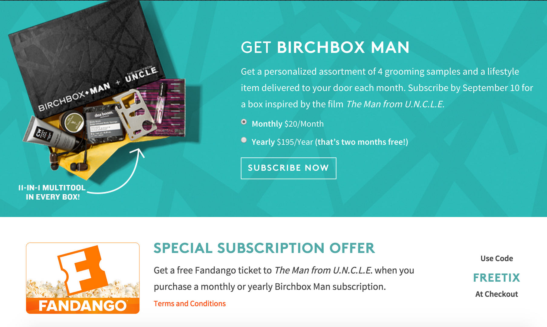 Birchbox Man Free Movie Ticket!