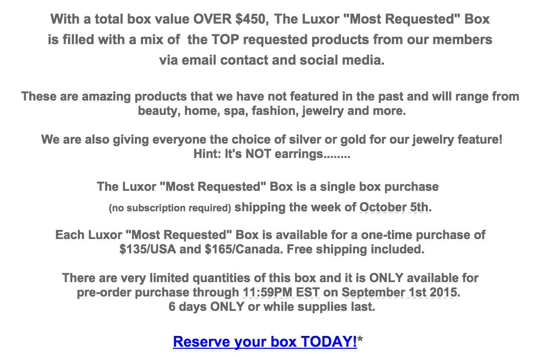 Limited Edition Luxor Box Details