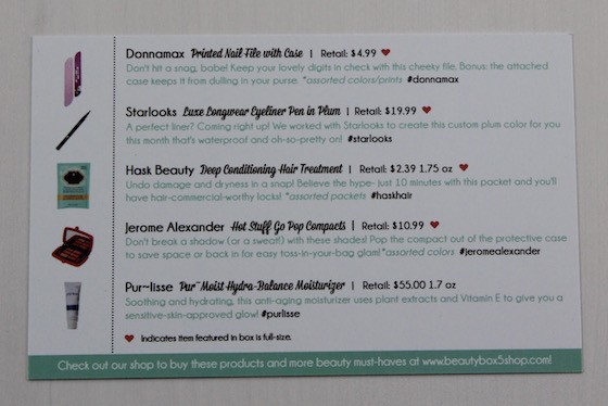 Beauty Box 5 Review – August 2015 Info